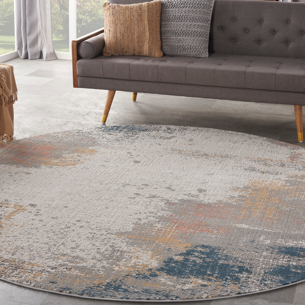 Rustic Textures RUS13 Grey Blue Rug
