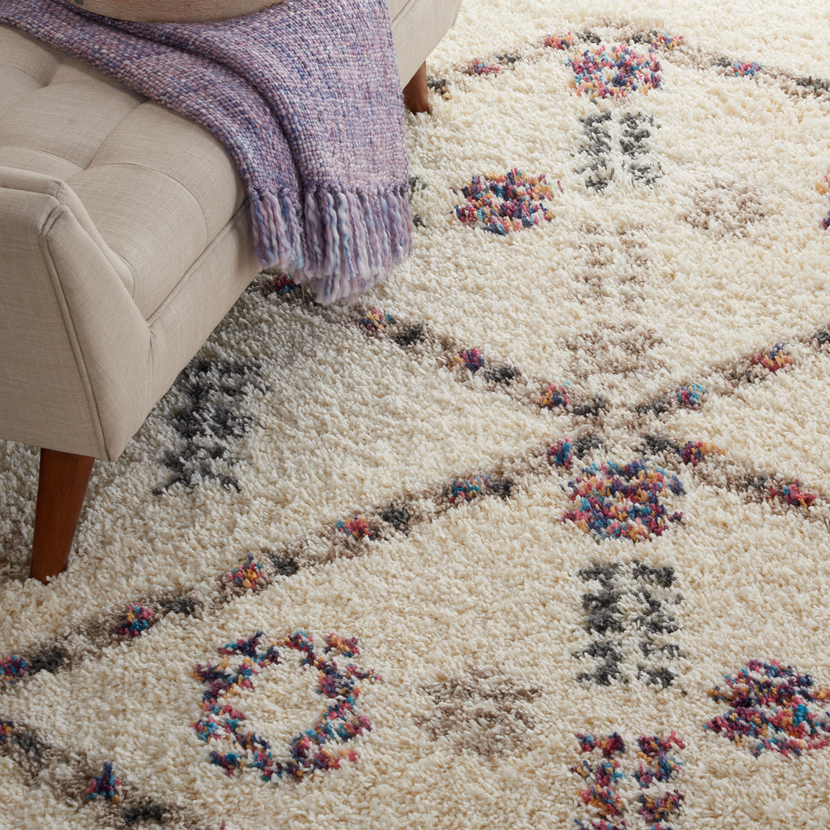 Denmark Shag DNK01 Ivory Rug