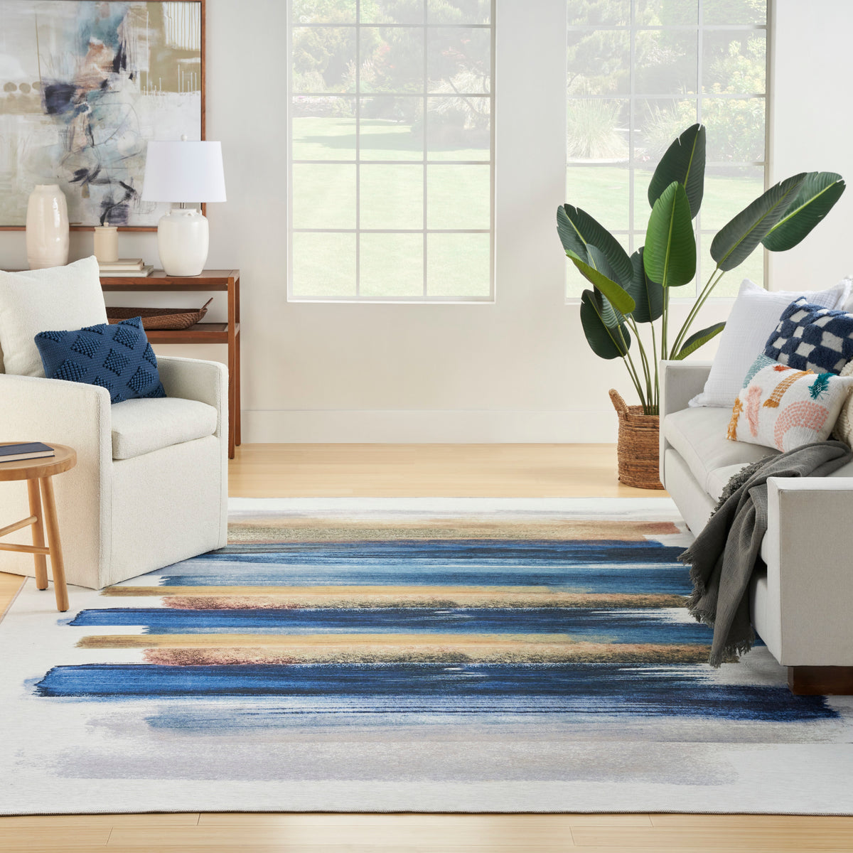 Nourison Washables NWB09 Blue Multicolor Rug