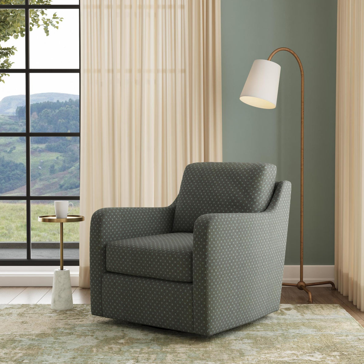 Saber Fabric Swivel Chair