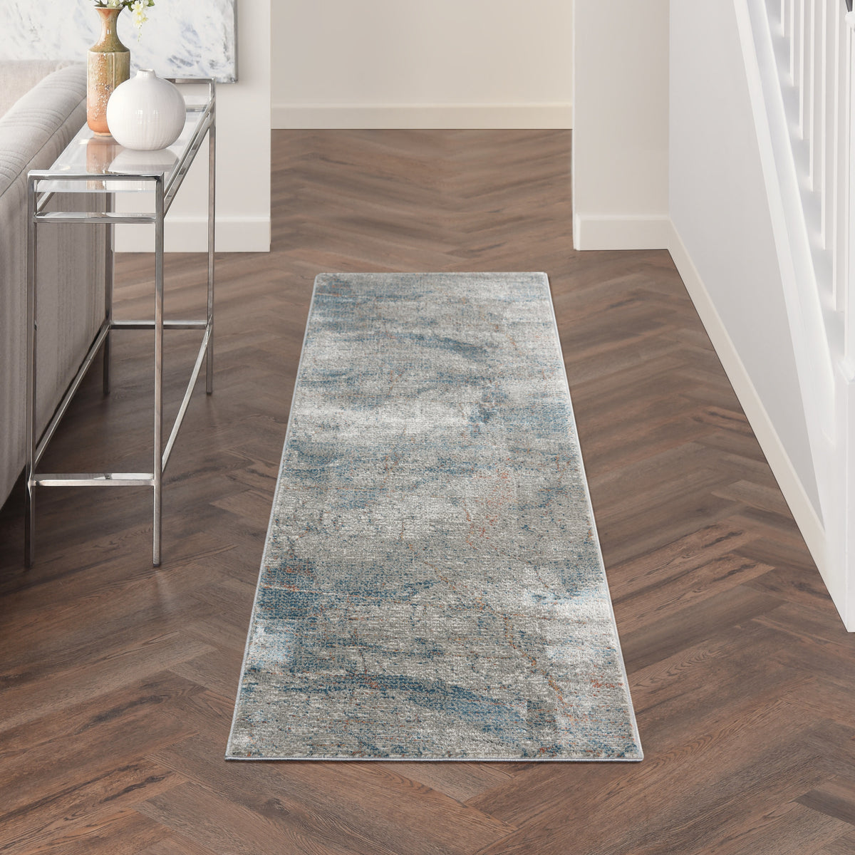 Rustic Textures RUS15 Light Grey Blue Rug