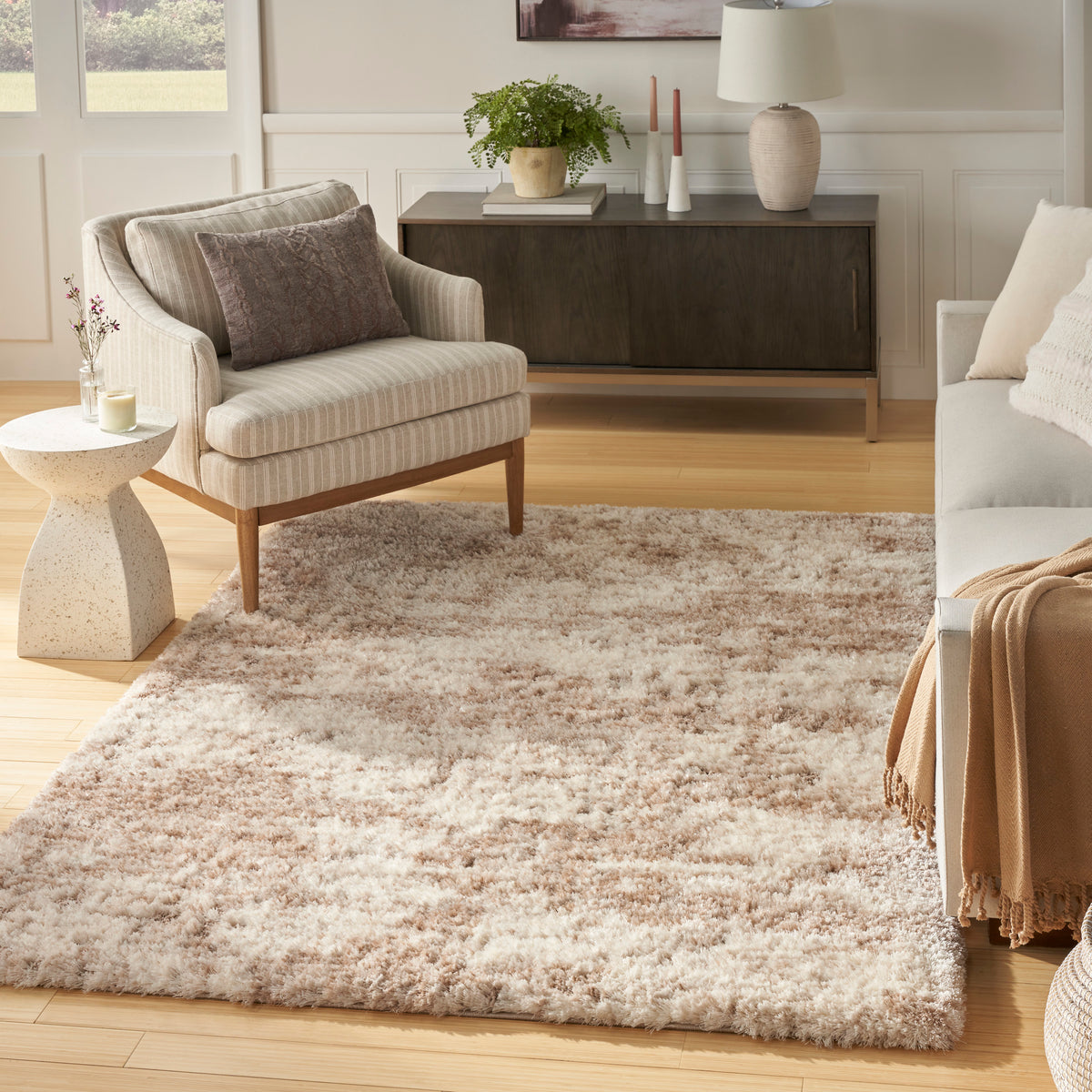 Dreamy Shag DRS10 Ivory Dark Beige Rug