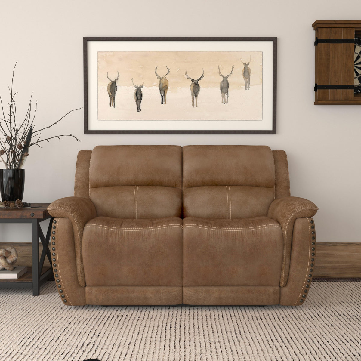 Beau Fabric Power Reclining Loveseat with Power Headrests