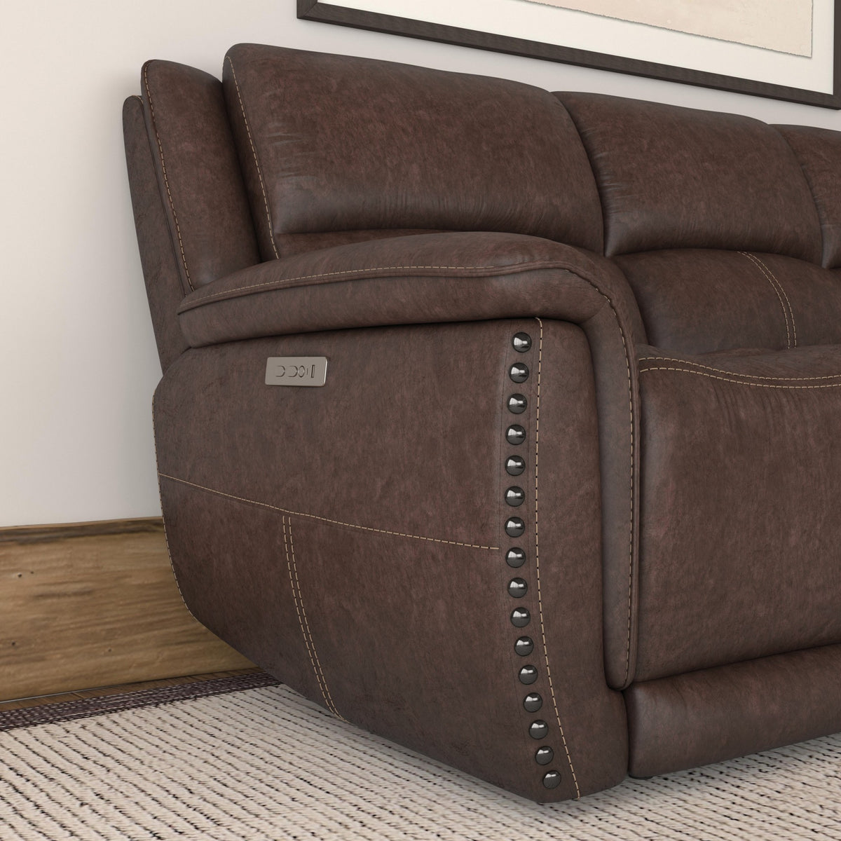 Beau Fabric Power Reclining Sofa with Power Headrests