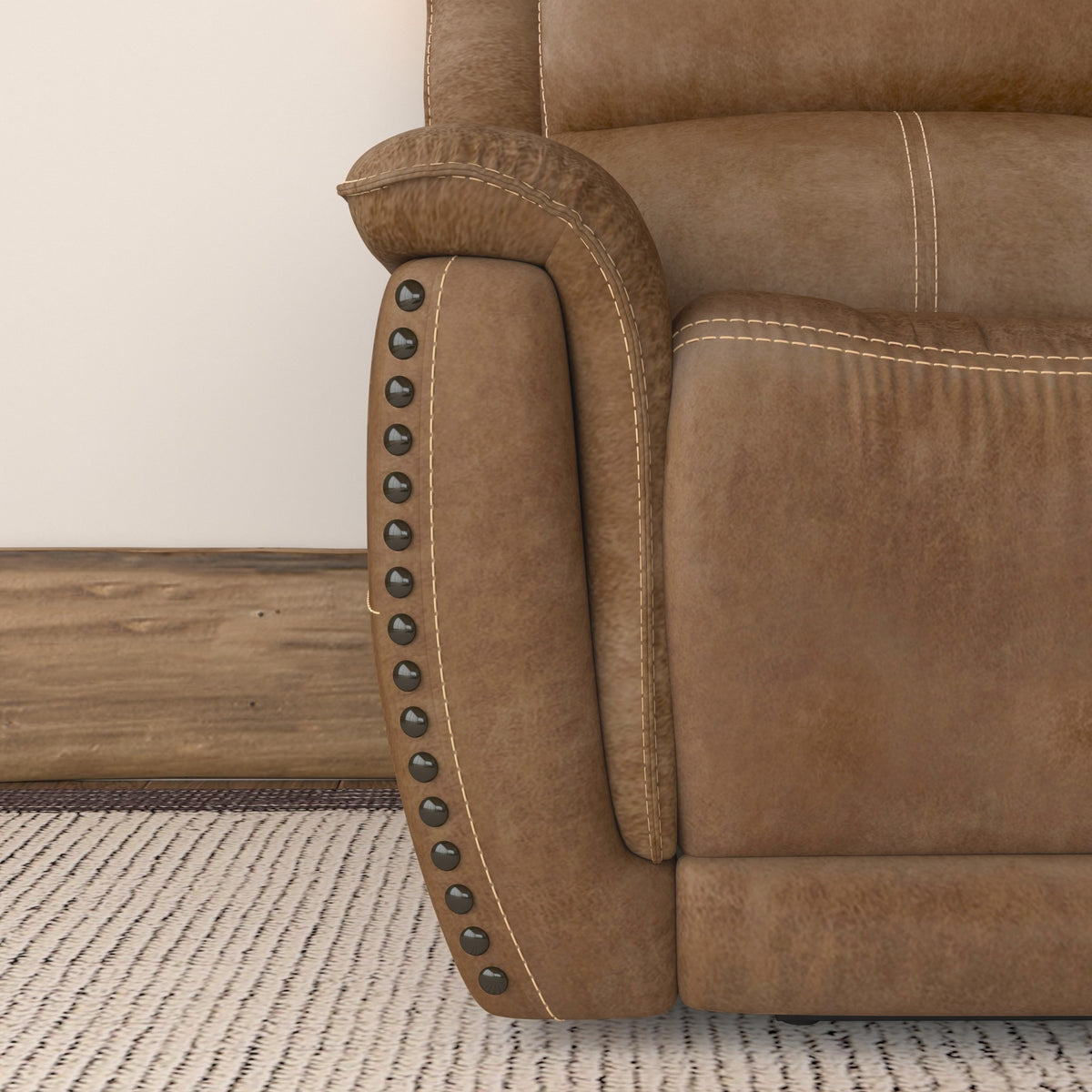 Beau Fabric Power Reclining Sofa with Power Headrests