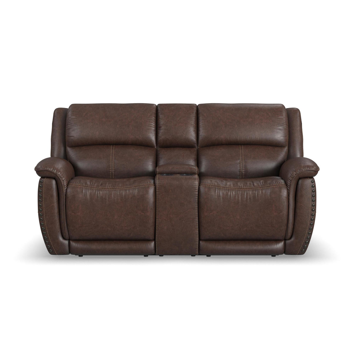Beau Fabric Power Reclining Loveseat with Console & Power Headrests