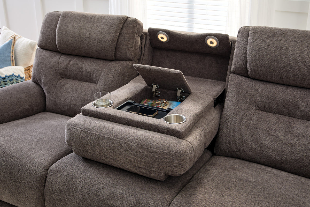 Zecliner Zofa Fabric Power Sleep Sofa with Power Headrests & Lumbar