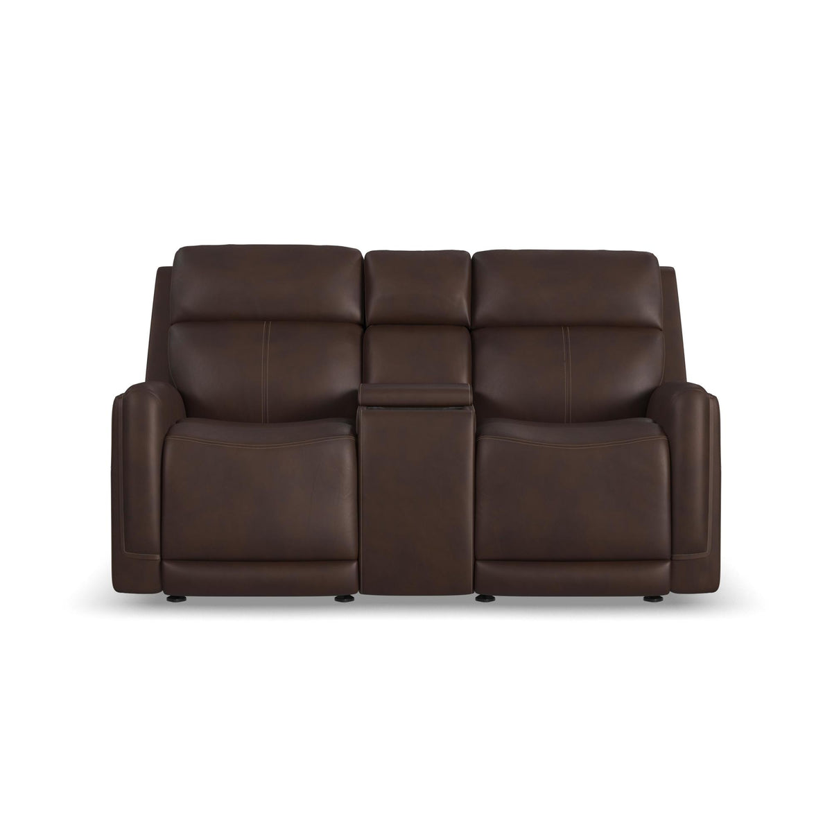 Alister Leather Power Gliding Loveseat with Console, Power Headrests & Lumbar