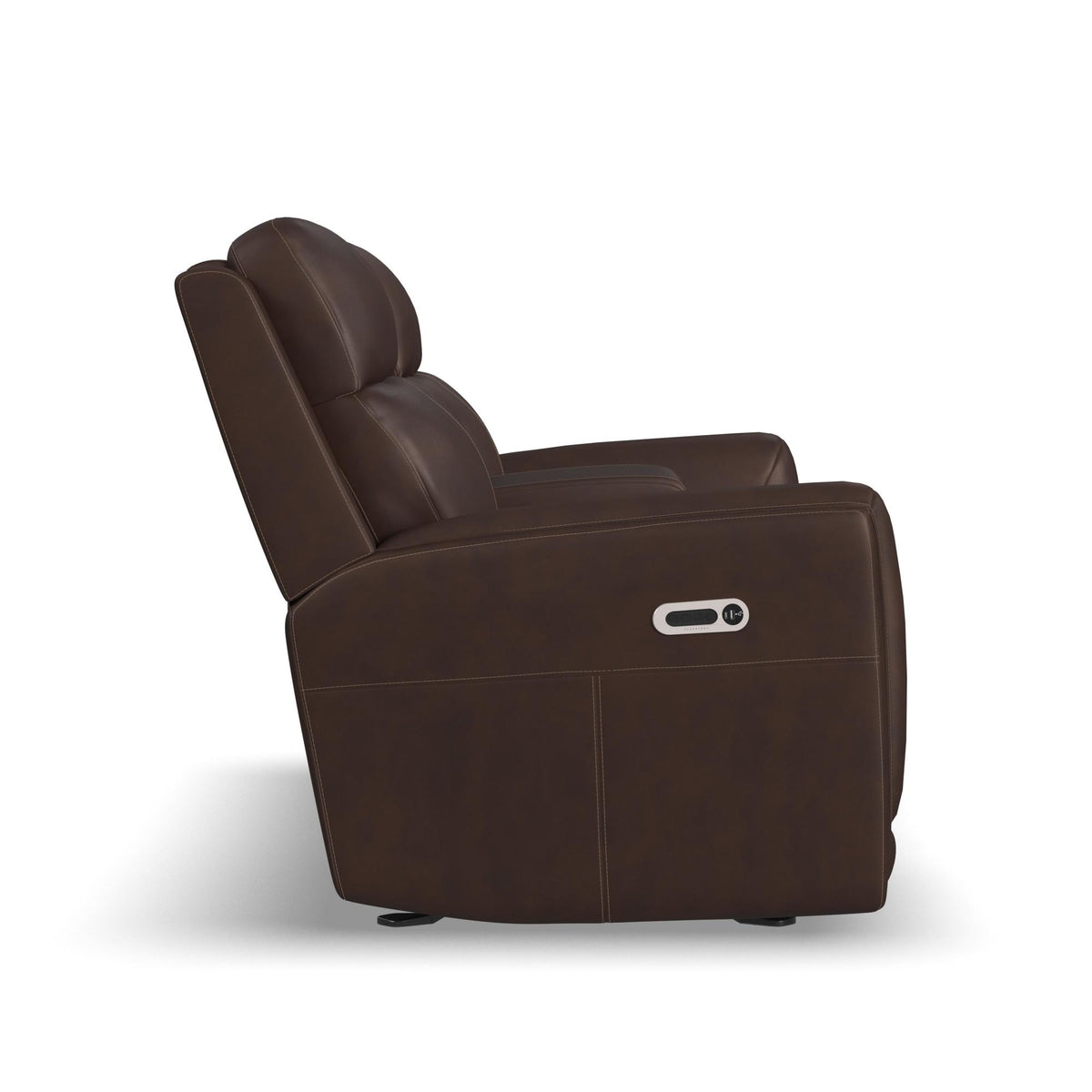 Alister Leather Power Gliding Loveseat with Console, Power Headrests & Lumbar