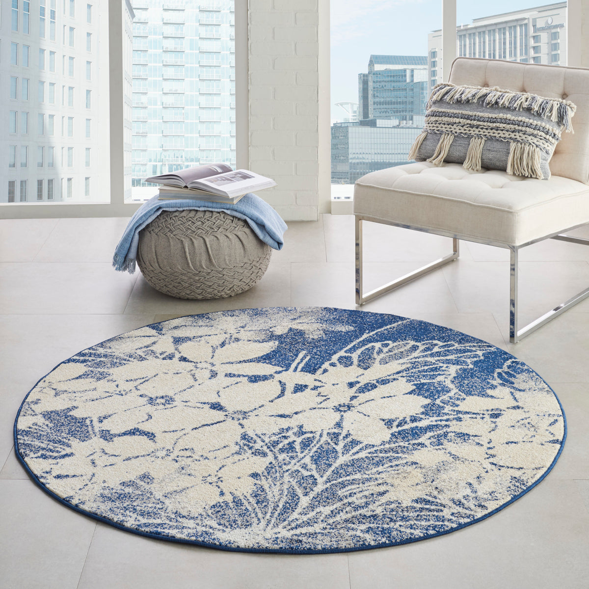 Tranquil TRA08 Beige Navy Rug