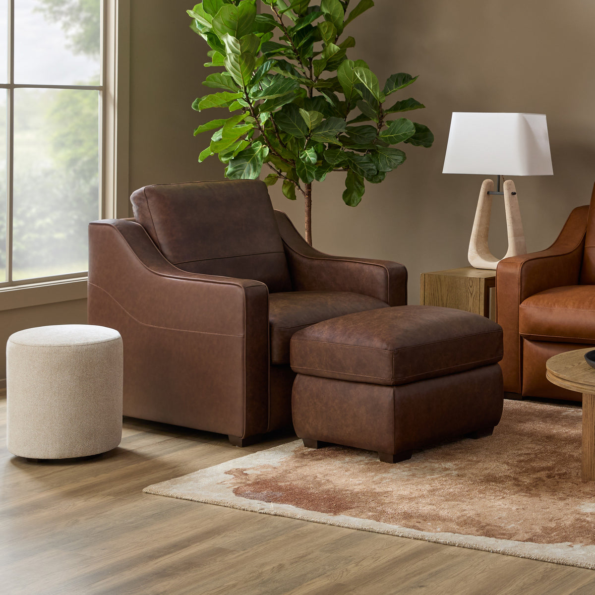 Hudson Leather Ottoman