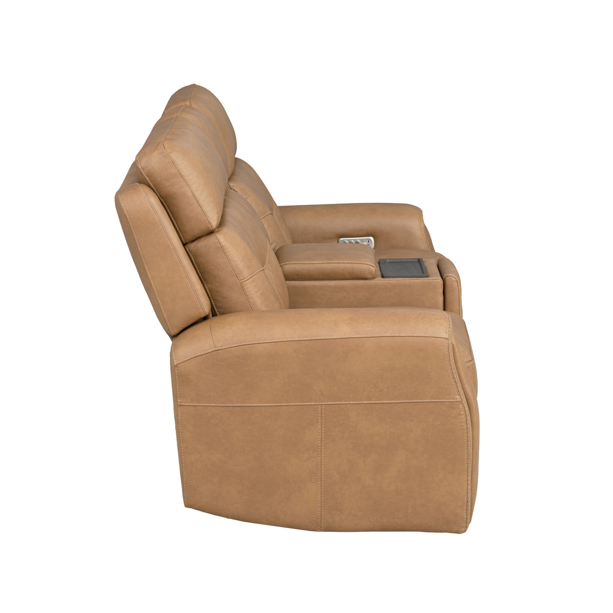 Felix Leather Power Reclining Loveseat with Console, Power Headrest, Lumbar, Heat & Massage