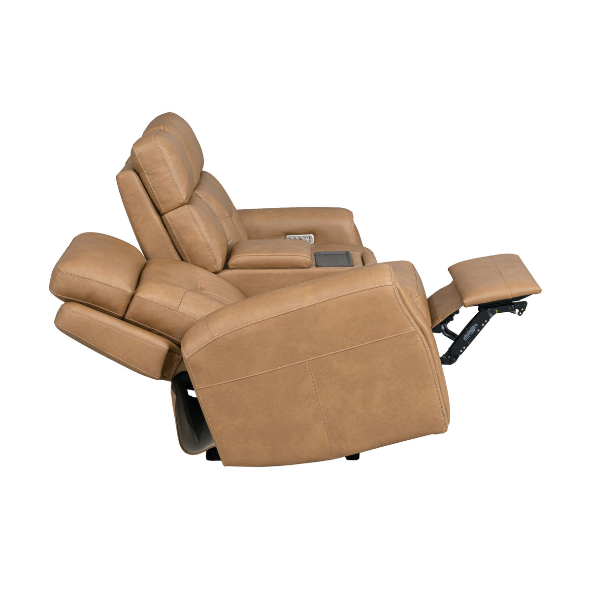 Felix Leather Power Reclining Loveseat with Console, Power Headrest, Lumbar, Heat & Massage