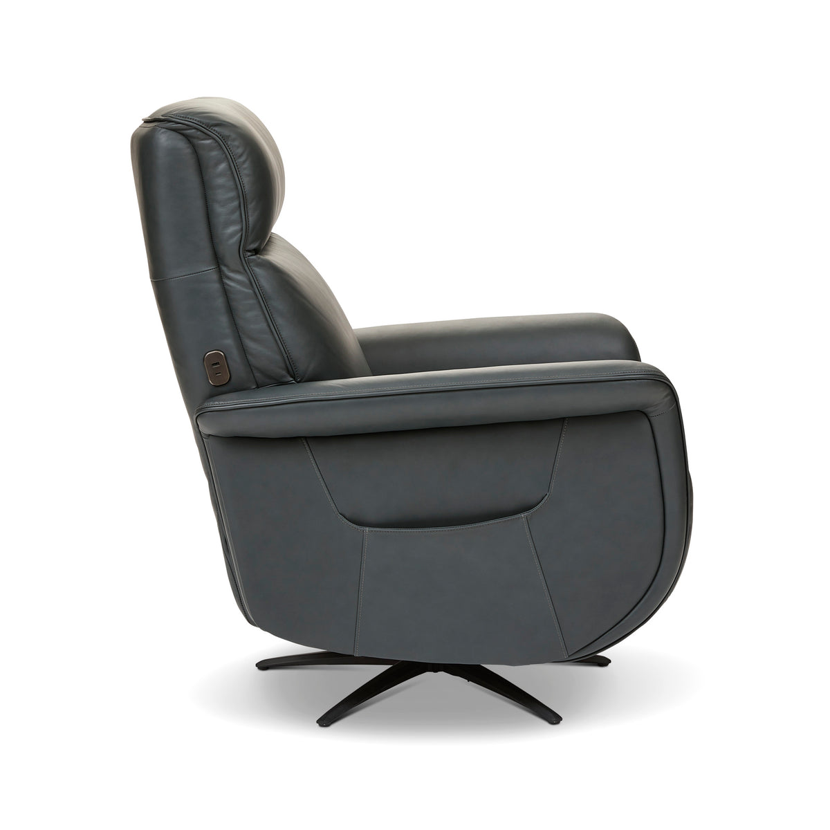 Haven Leather Power Swivel Recliner with Power Headrest, Lumbar, Heat, Massage & Ventilation