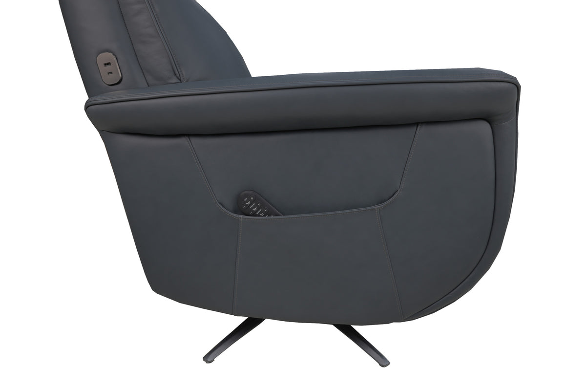 Haven Leather Power Swivel Recliner with Power Headrest, Lumbar, Heat, Massage & Ventilation