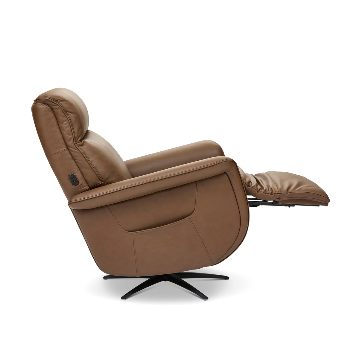 Haven Leather Power Swivel Recliner with Power Headrest, Lumbar, Heat, Massage & Ventilation