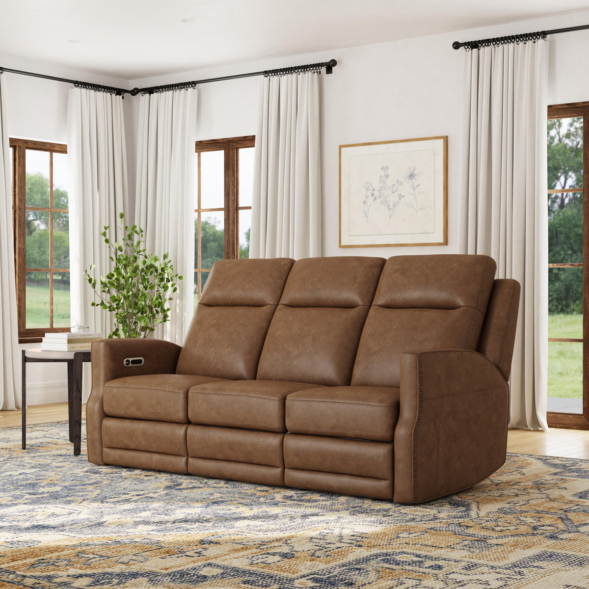 Maxwell Leather Power Reclining Sofa with Power Headrests and Lumbar