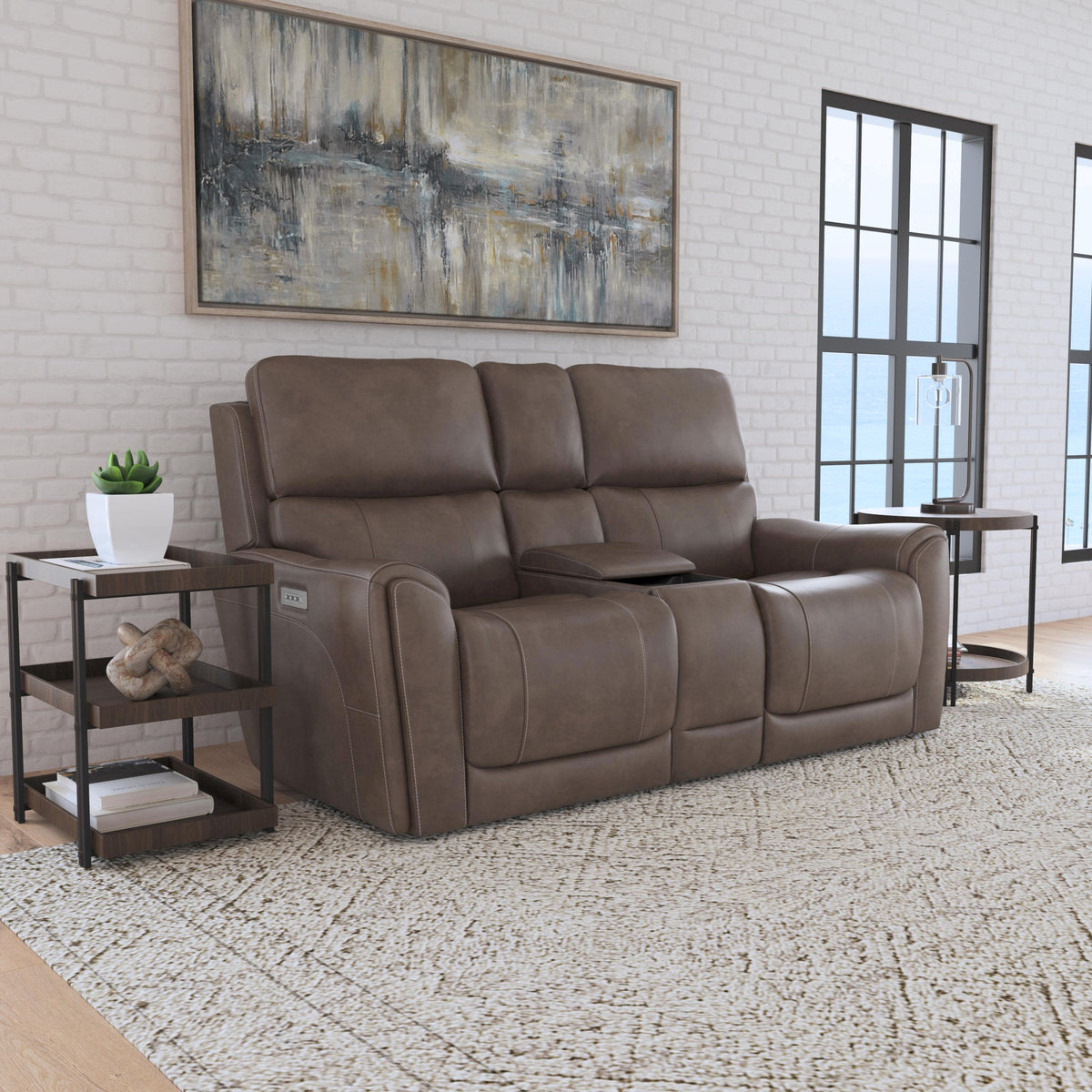 Carter Fabric Power Reclining Loveseat with Console & Power Headrests & Lumbar