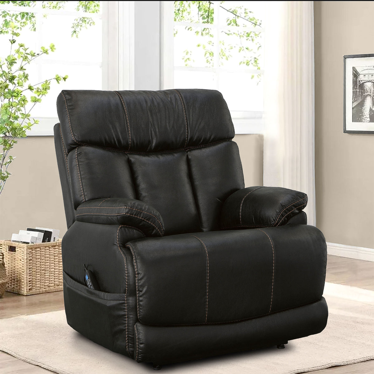 Clive Fabric Power Lift Recliner with Power Headrest & Lumbar
