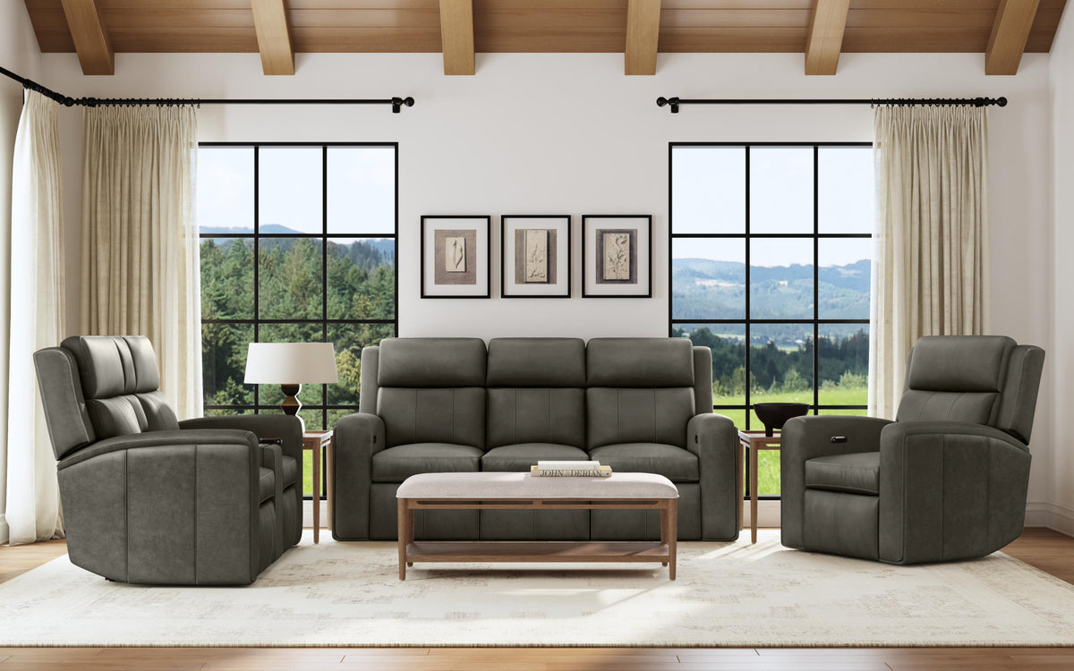 Wyatt Leather Power Reclining Sofa with Power Headrests & Lumbar