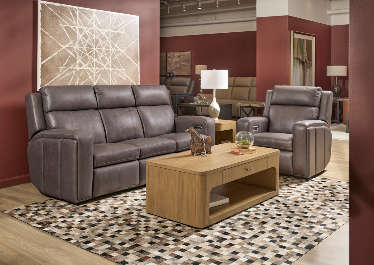 Wyatt Leather Power Reclining Sofa with Power Headrests & Lumbar