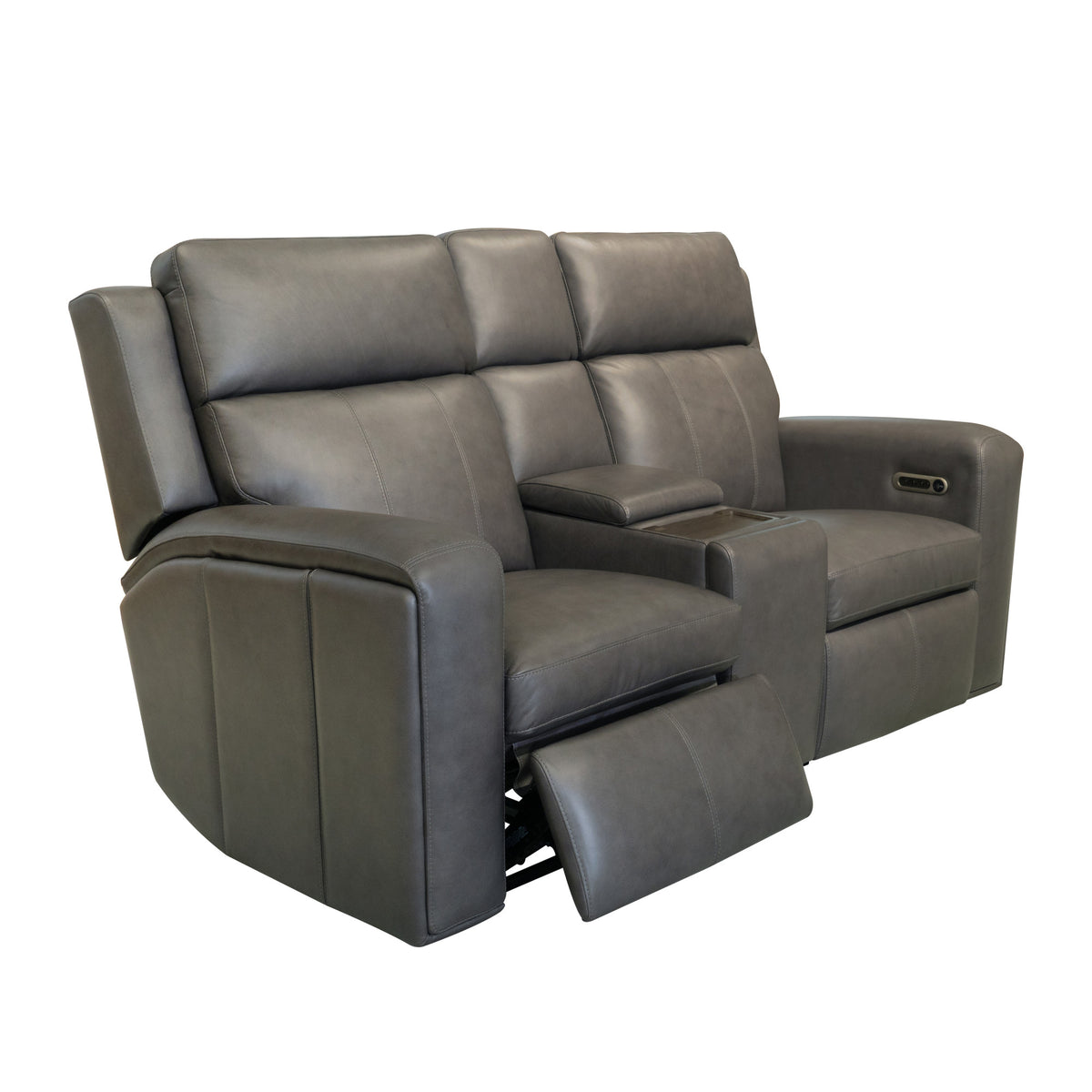 Wyatt Leather Power Reclining Loveseat with Console & Power Headrests & Lumbar