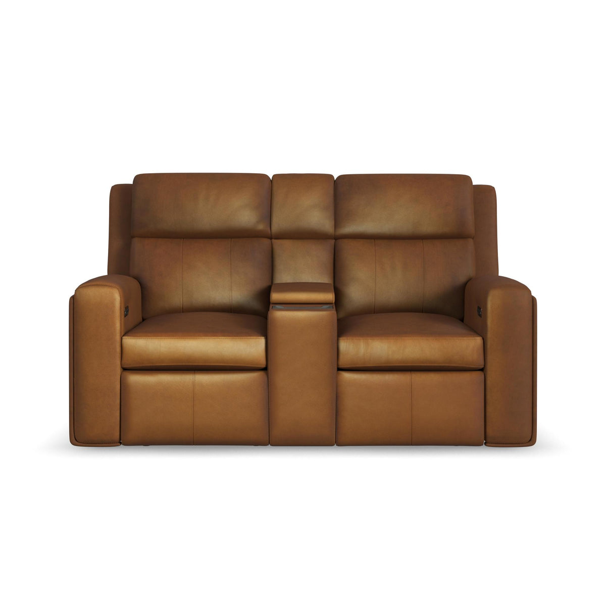 Wyatt Leather Power Reclining Loveseat with Console & Power Headrests & Lumbar