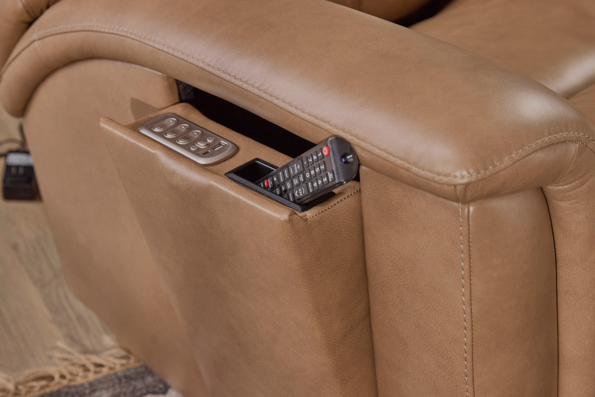 Ranger Leather Power Reclining Loveseat with Power Headrest, Lumbar, Heat & Massage
