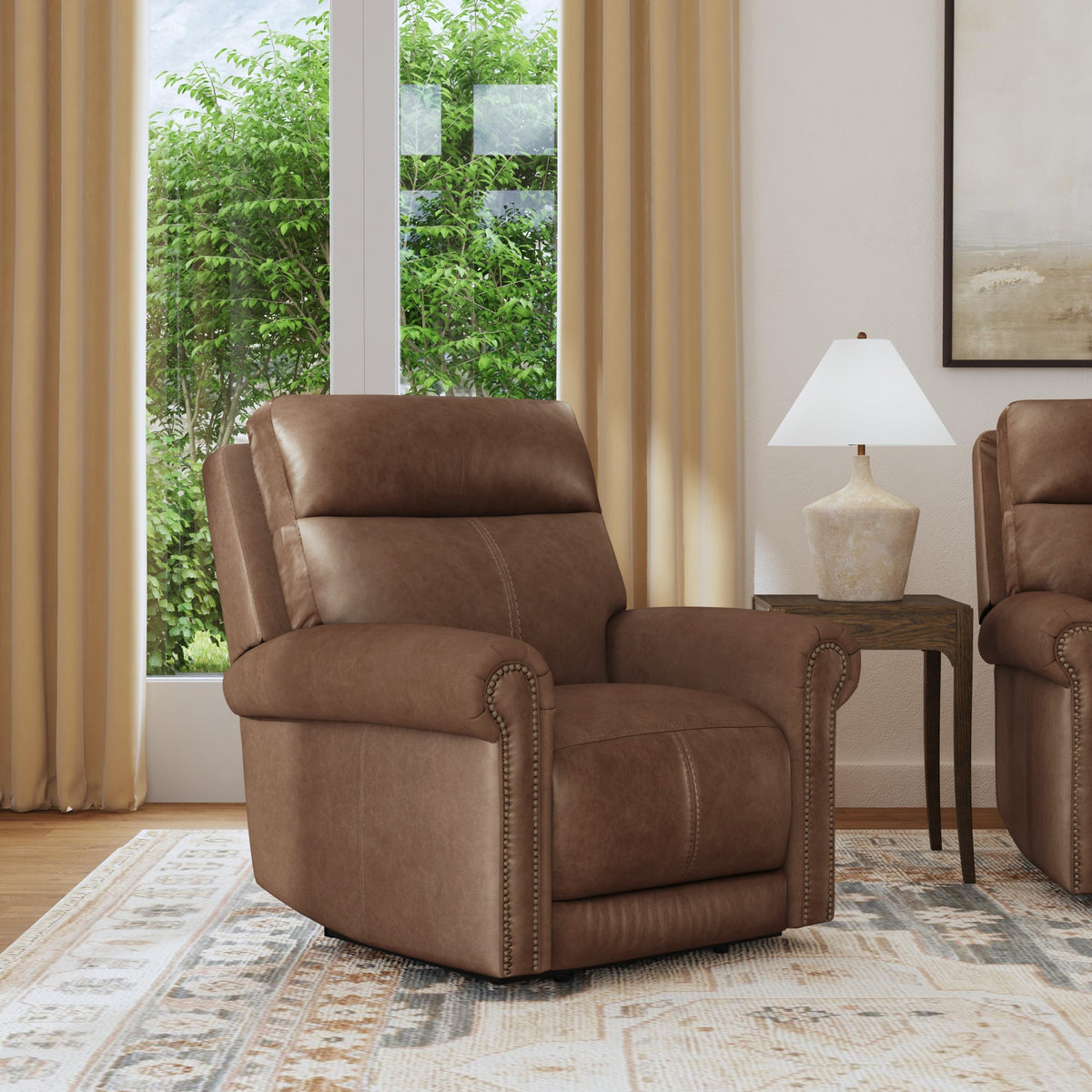 Alexander Leather Power Recliner with Power Headrest & Lumbar