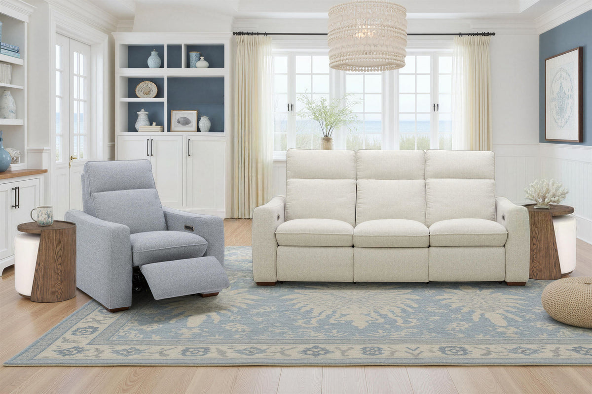 Ava Fabric Power Reclining Sofa with Power Headrest & Lumbar