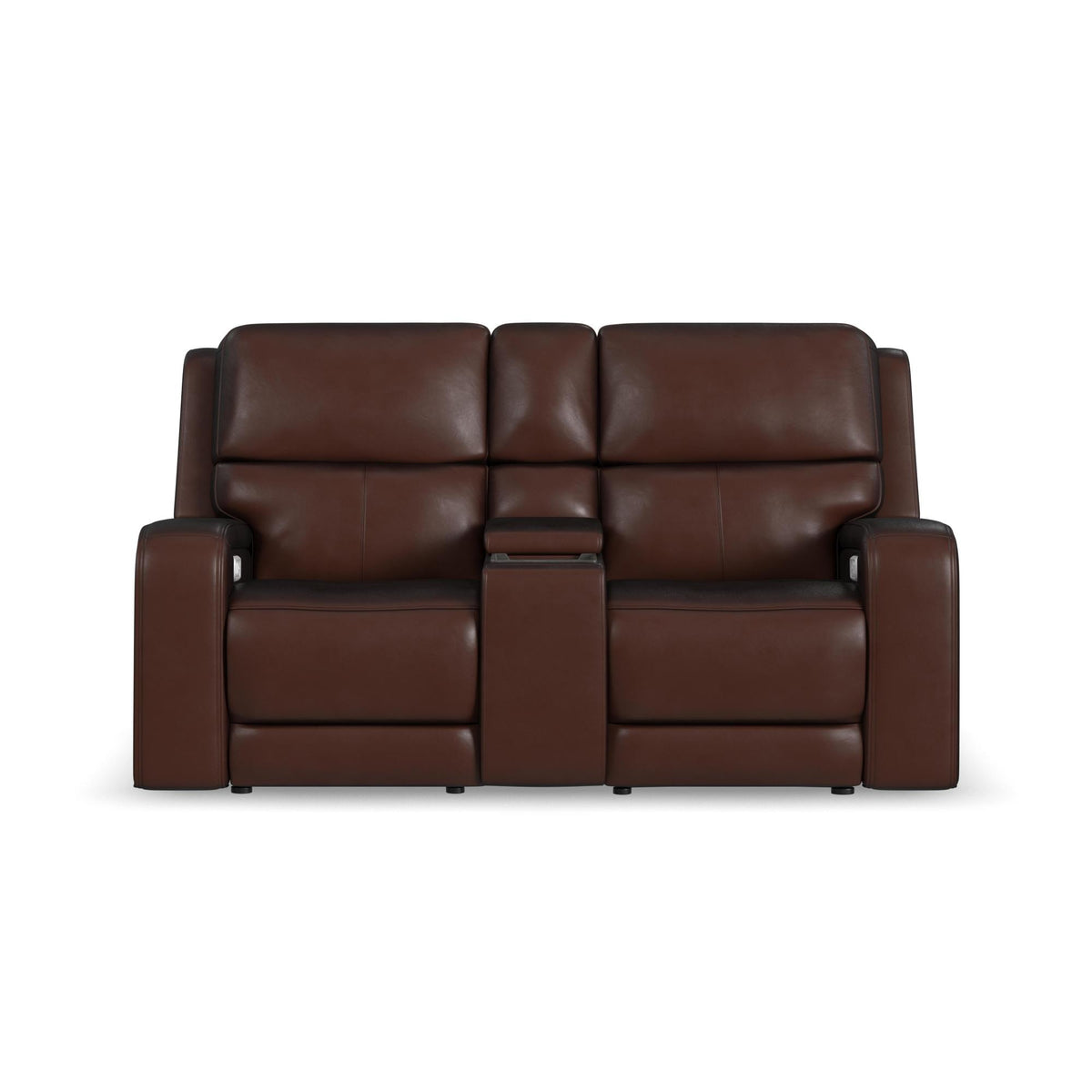 Oasis Leather Power Reclining Loveseat with Console, Power Headrests, Lumbar, Heat & Massage