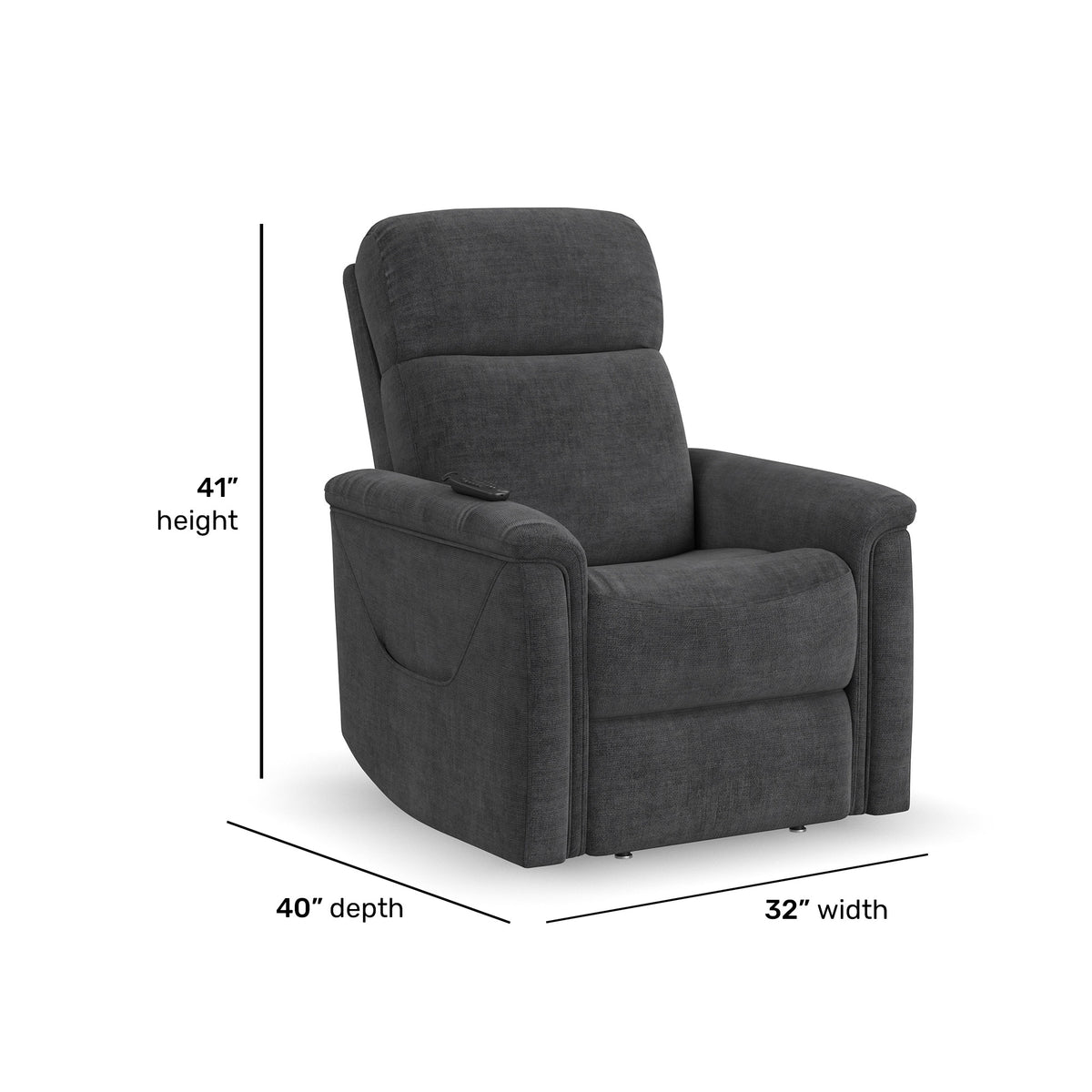 Luma Petite Fabric Power Lift Recliner with Power Headrest, Lumbar, Heat & Massage