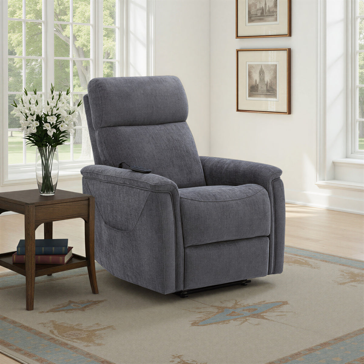 Luma Fabric Power Lift Recliner with Power Headrest, Lumbar, Heat & Massage