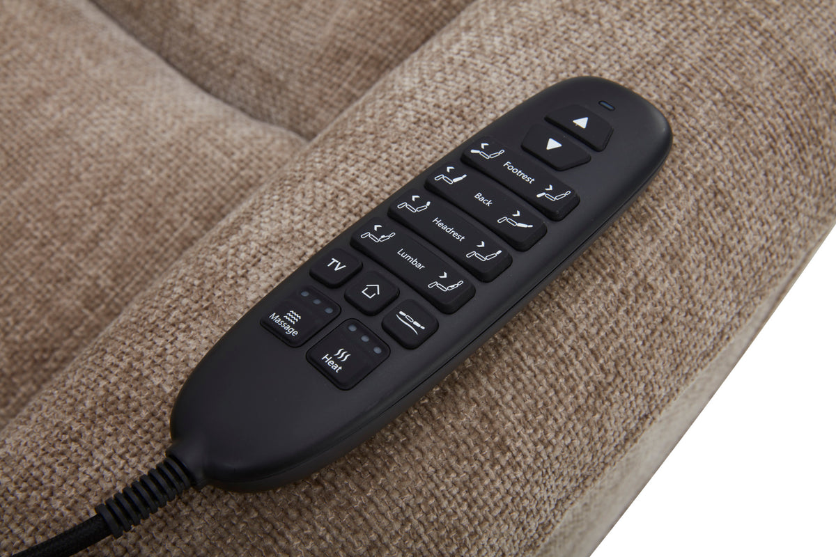 Luma Fabric Power Lift Recliner with Power Headrest, Lumbar, Heat & Massage