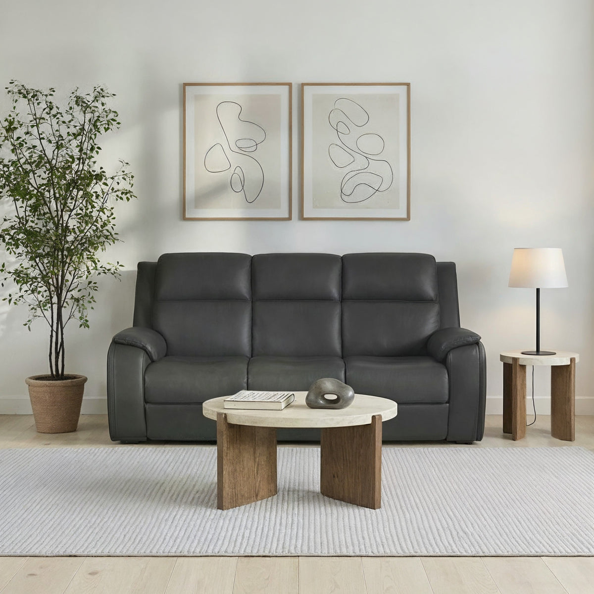 Ziggy Leather Power Reclining Sofa with Power Headrest, Lumbar, Heat & Massage