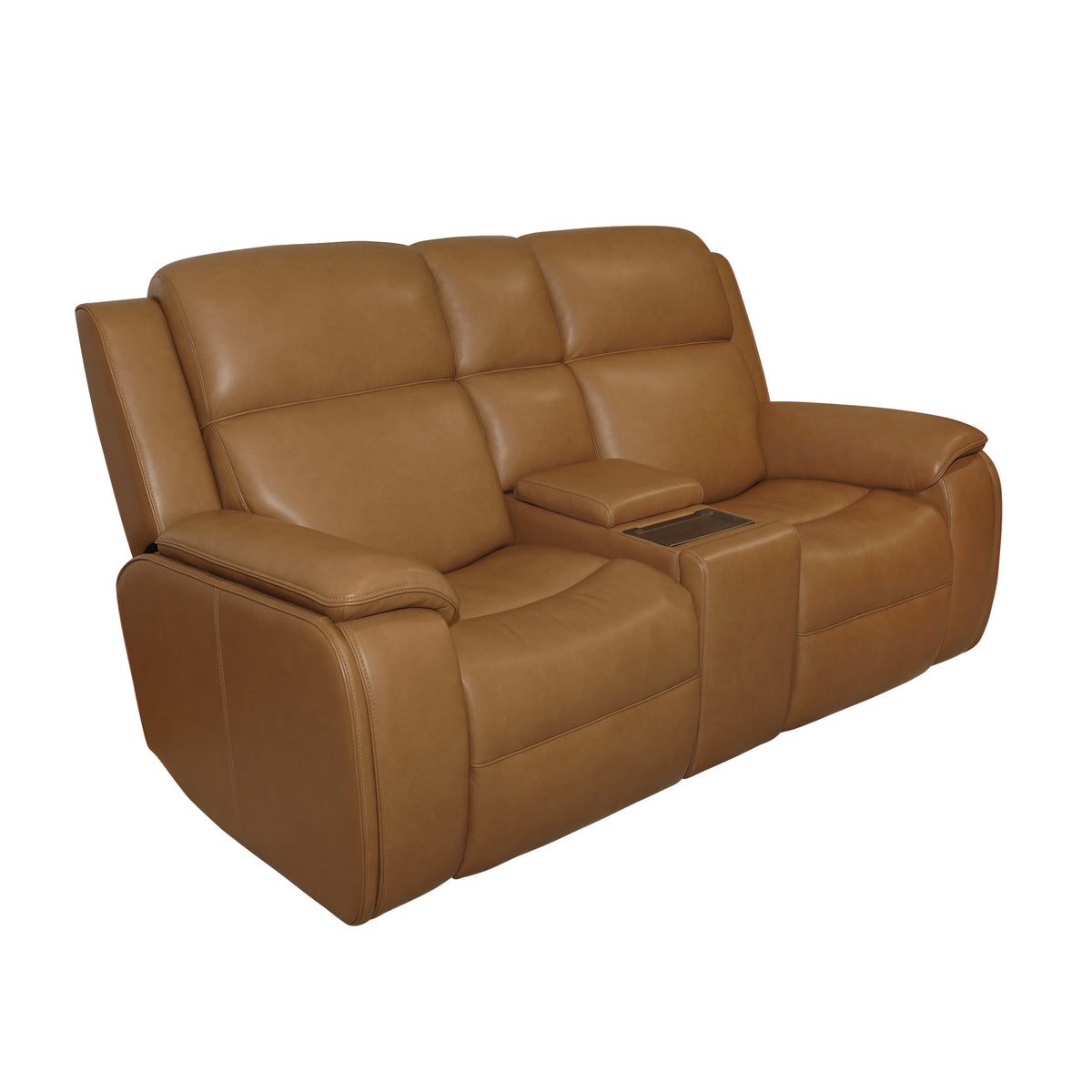 Ziggy Leather Power Reclining Loveseat with Console, Power Headrest, Lumbar, Heat & Massage