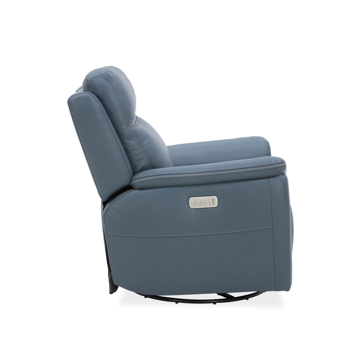 Sawyer Leather Swivel Glider with Power Headrest, Lumbar, Heat & Massage