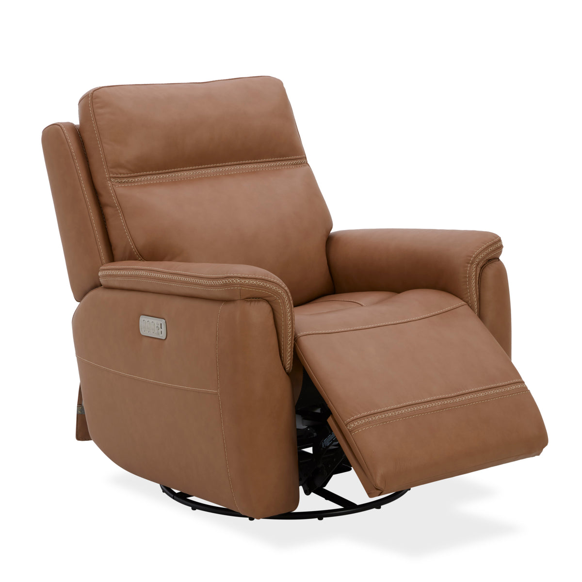 Sawyer Leather Swivel Glider with Power Headrest, Lumbar, Heat & Massage