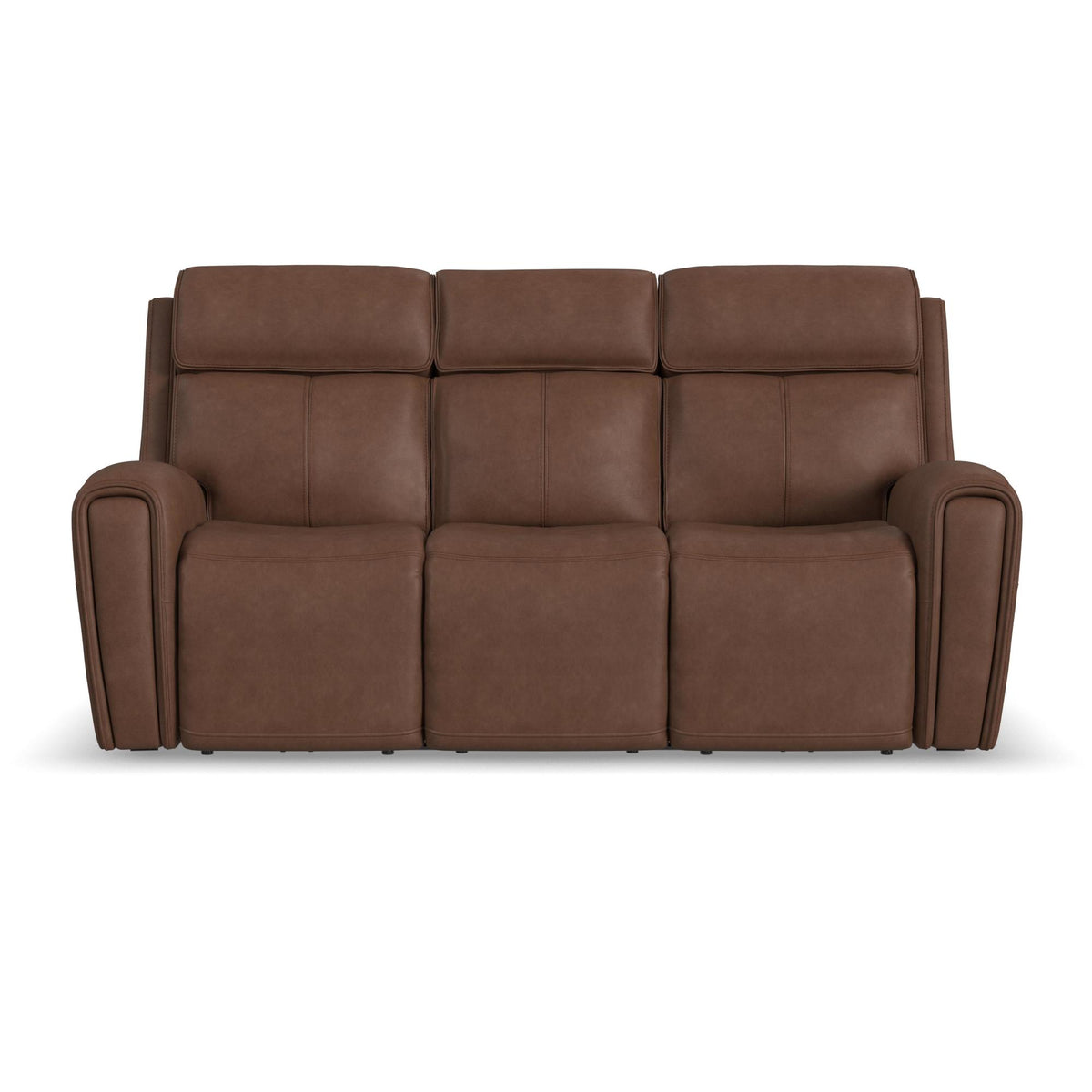 Warren Leather Power Reclining Sofa with Console, Power Headrest & Lumbar