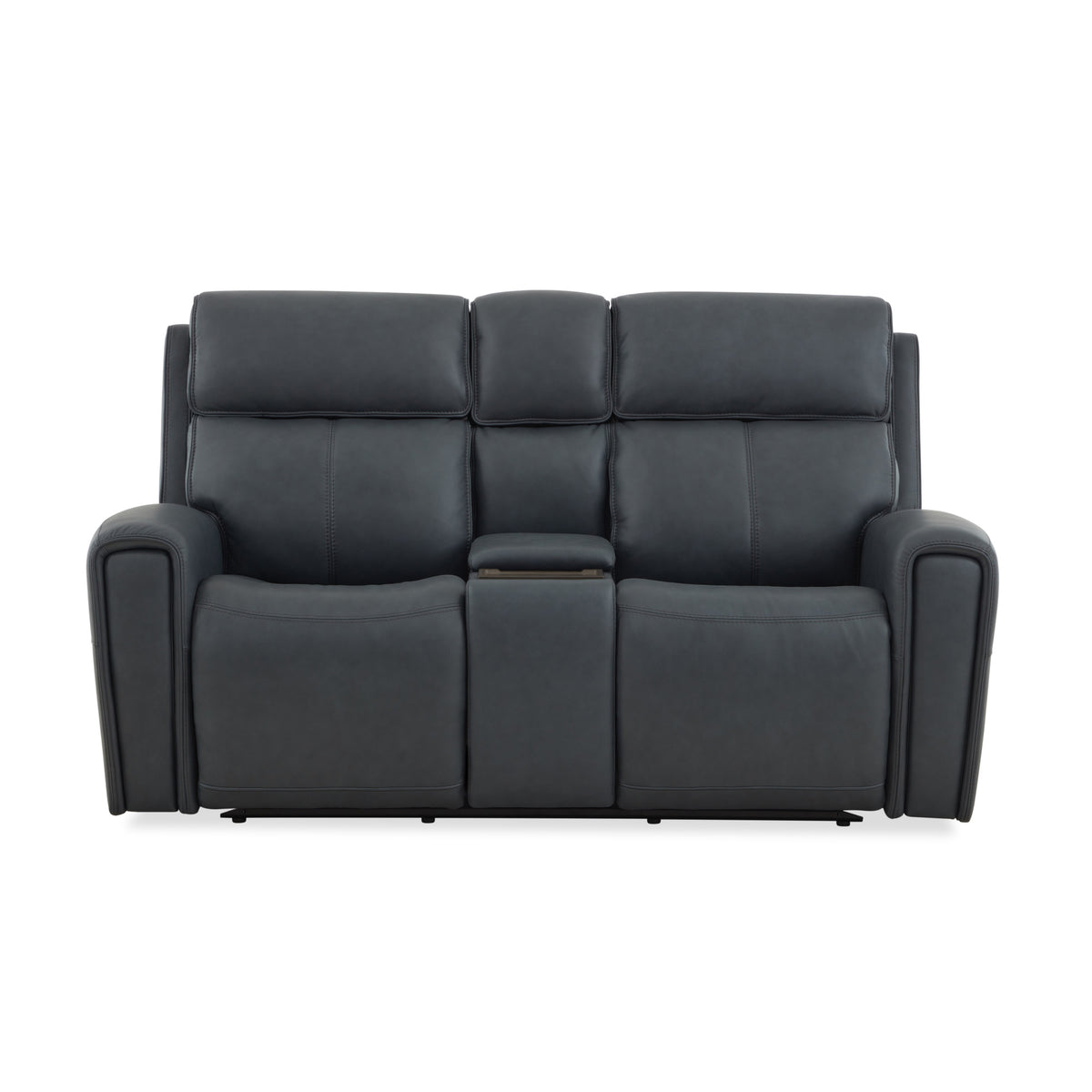 Warren Leather Power Reclining Loveseat with Console, Power Headrest & Lumbar
