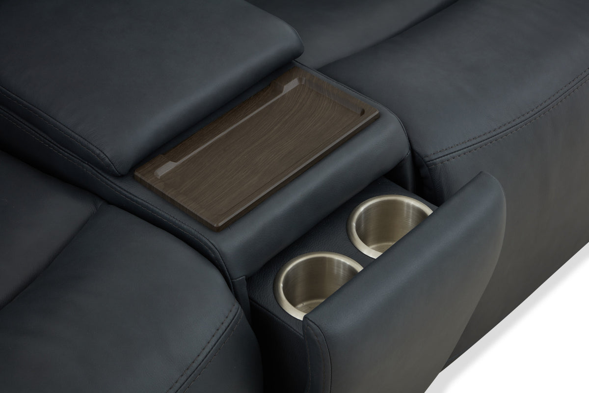 Warren Leather Power Reclining Loveseat with Console, Power Headrest & Lumbar