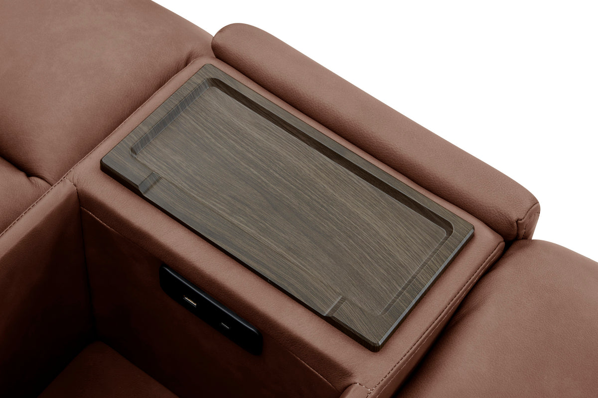 Warren Leather Power Reclining Loveseat with Console, Power Headrest & Lumbar