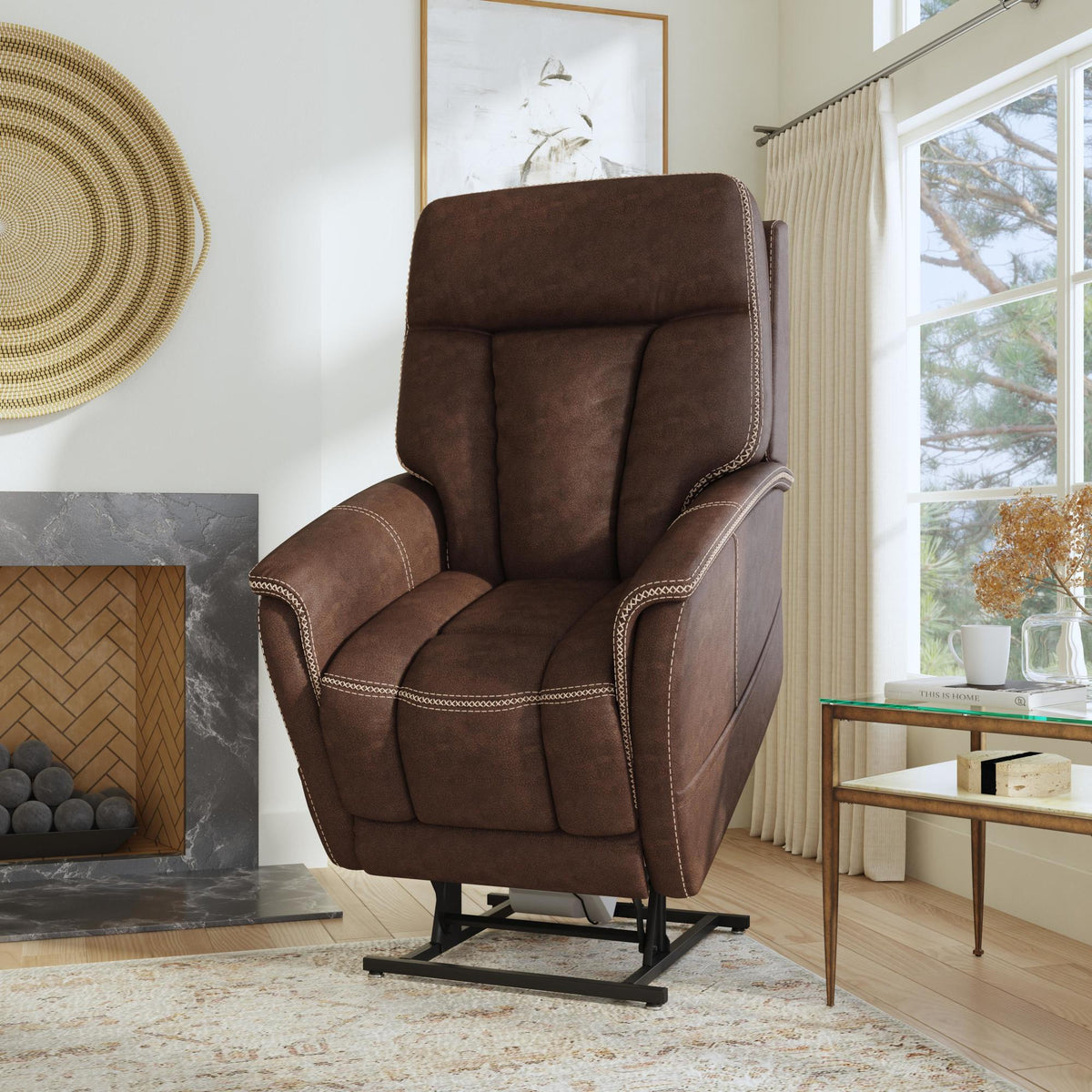 Atlas Fabric Power Lift Recliner with Power Headrest & Lumbar