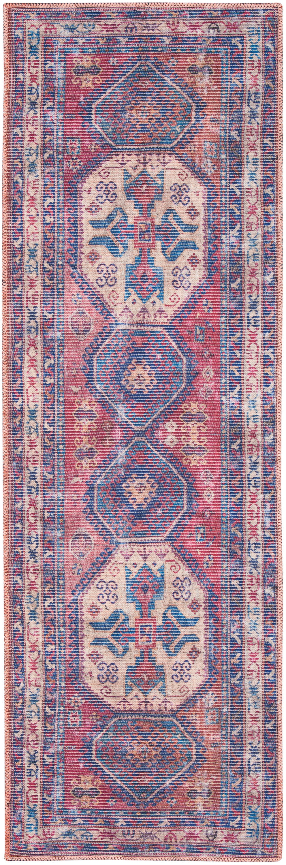 New Concept Washables SR105 Red Navy Rug