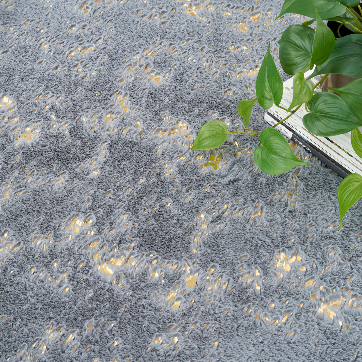 Cozy Shimmer CSH01 Slate Gold Rug