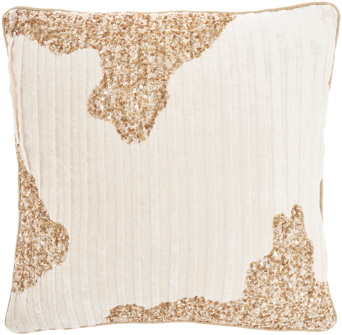 Sofia PN949 Ivory Gold 18" x 18" Throw Pillows
