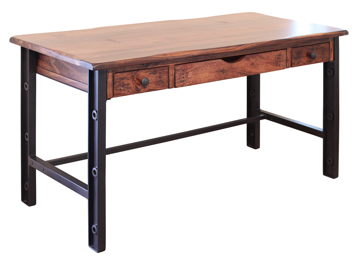 Parota Desk, Brown, 3 Drawer