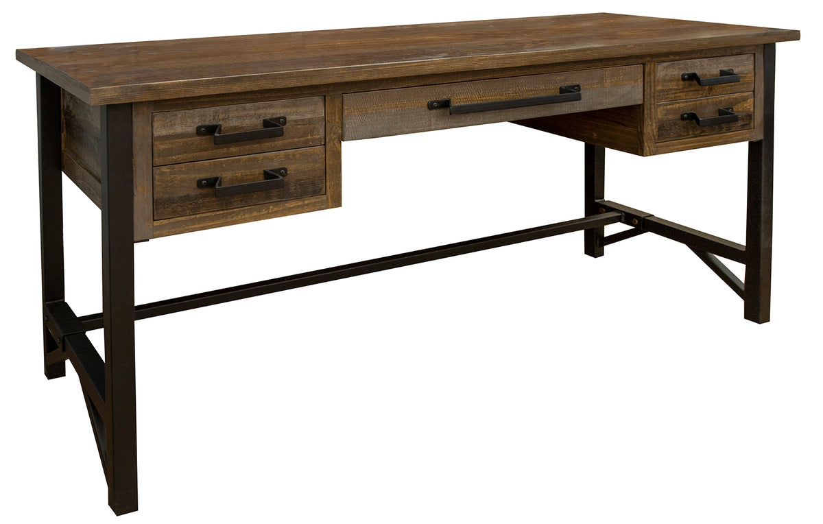 Loft Brown Desk, Multicolor, 5 Drawer