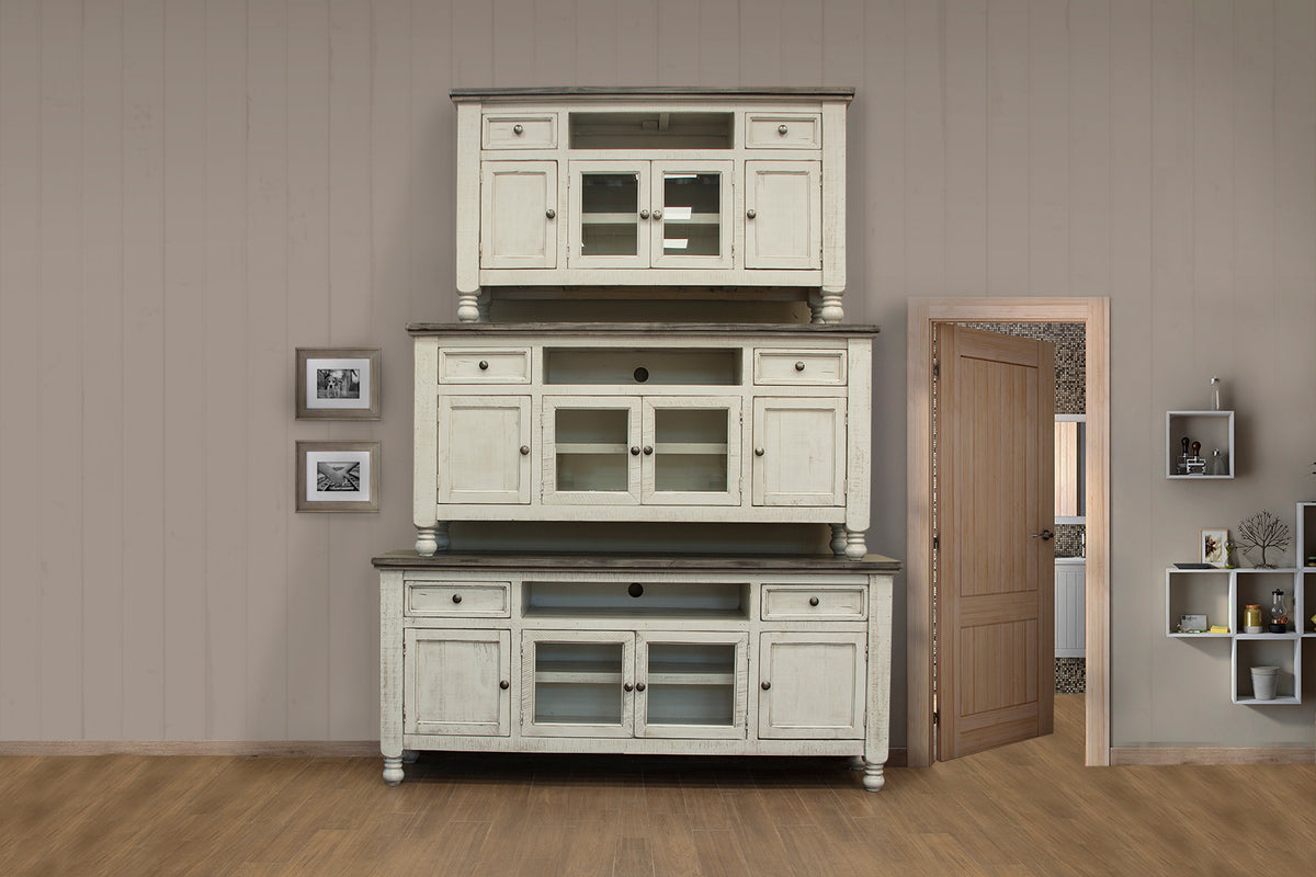Stone TV Stand, White, 2 Drawer 4 Doors 60"