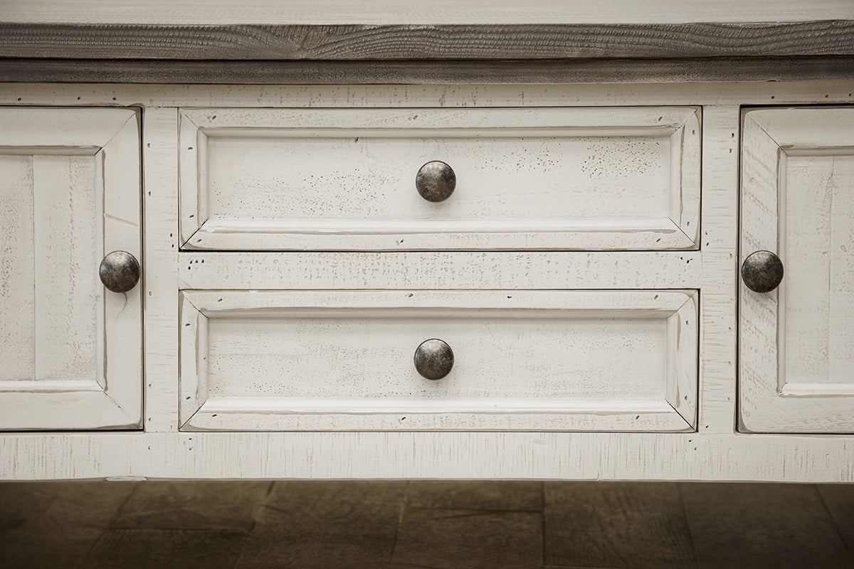 Stone Cocktail Table, White, 4 Drawer